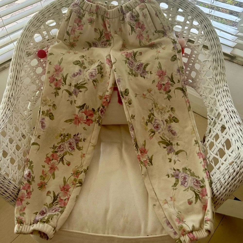 Gap × LoveShackFancy Kids Floral Logo Joggers Size M 8